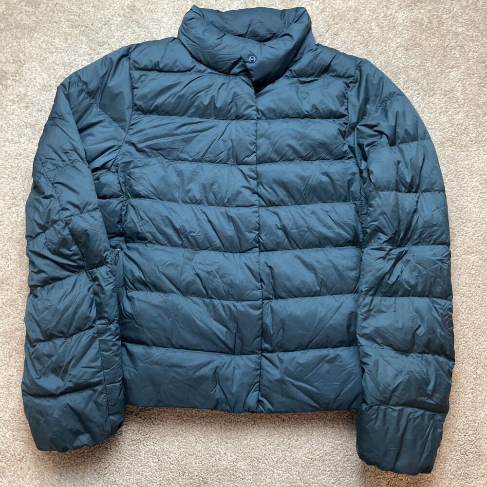 Uniqlo Ultra Light Down Puffer Jacket Womens XS Blue Lightweight Packable Winter